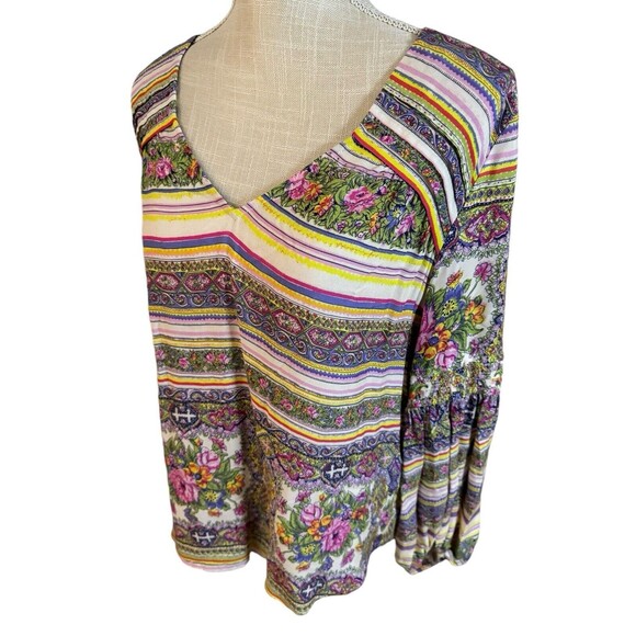 Anthropologie Maeve Ceresco Peasant Top Boho Colorful Size Small - Picture 2 of 7